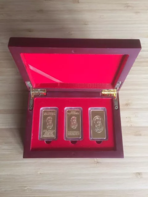 Ned Kelly Unique Boxed Set Of 3 / 10 Gram Gold Ingots - Finished In 24K Gold  -