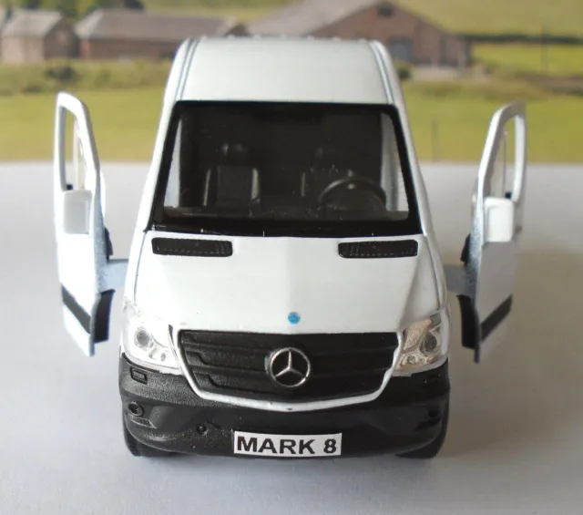 PERSONALISED PLATES White Mercedes Sprinter Van Boys Dad Toy Model Present Boxed