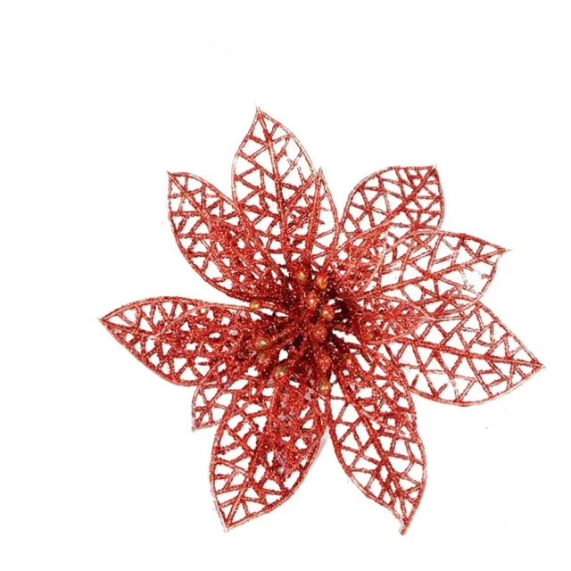 10 Pcs Artificial Poinsettia Tree Decorations Christmas Flower