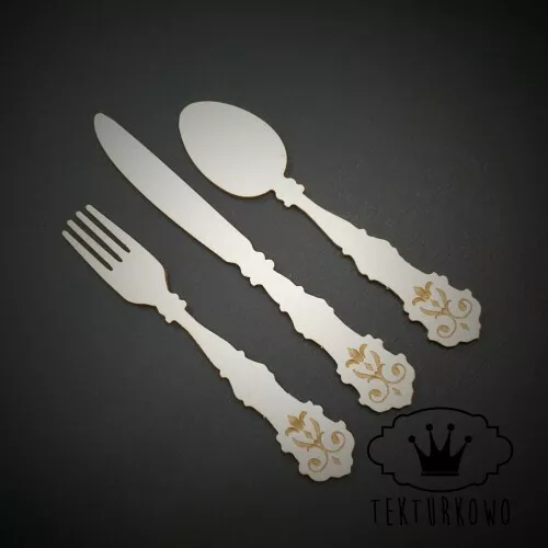 TM003 1x Big Cutlery Set Spoon Knife Fork Chipboard Die Cut-out Craft Shape Card