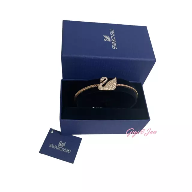 Swarovski Crystal Swan Bangle, Rose Gold Plating Bracelet  New