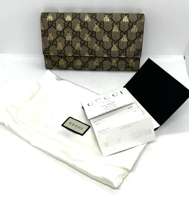💥RARE Gucci OG GG Supreme Bees Flap Long Wallet new with bag w/ OG receipt💥