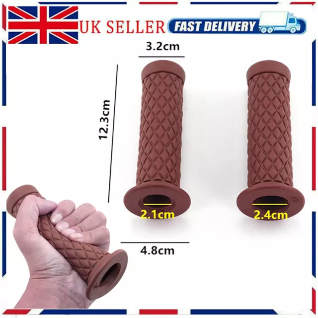 1 Pair Universal Motorcycle Rubber Hand Grips For 7/8" 22mm Handlebar Brown NEW