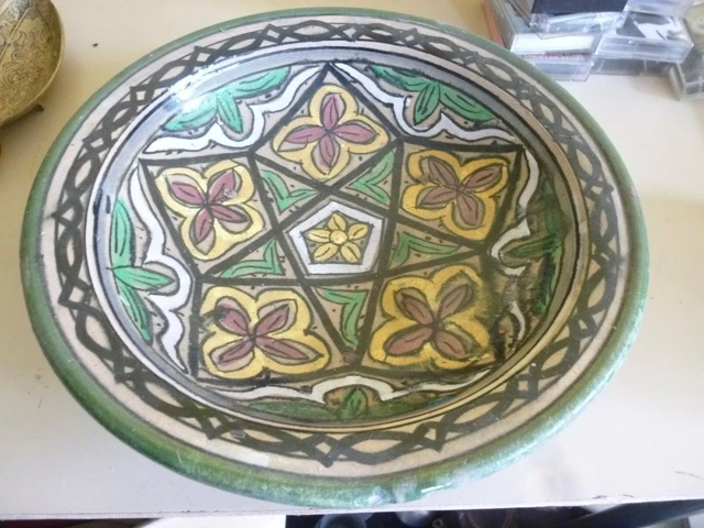 Grand Bassin / évier Rond En Céramique De Fès – Maroc – Vert/Multicolore 40cm (neuf)