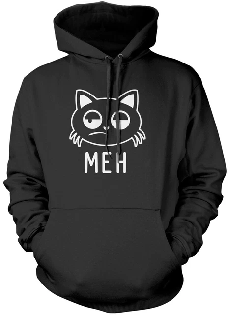 Meh Cat Unisex Hoodie Funny Cat Lover Gift Pet Lazy Sloth Crazy Cat Present
