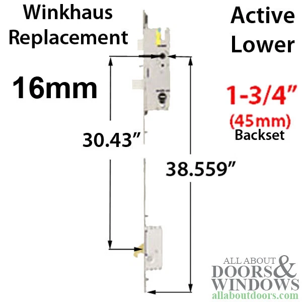 16MM P2000 ACTIVE Lower 45 92 Rhino Hook 30 43 Winkhaus Replacement