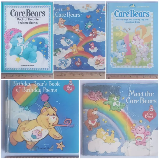 LOT OF 5 VINTAGE CARE BEAR BOOKS bedtime stories COUNTING meet the care bears