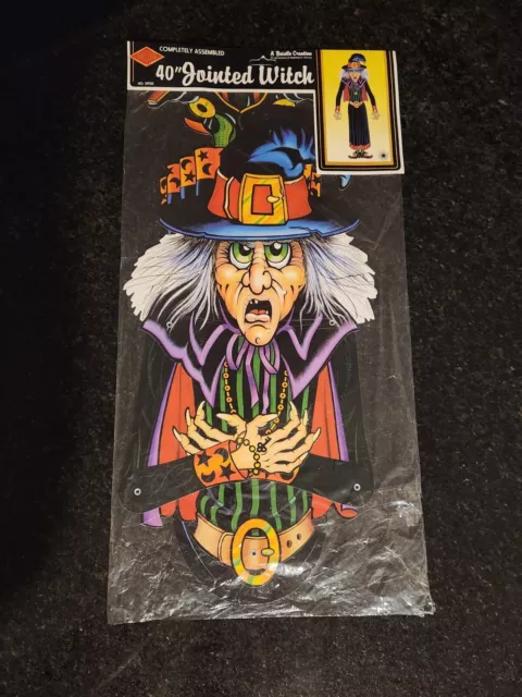 Vintage 1988 Halloween Beistle Witch Jointed Paper Decoration 40" New in Package