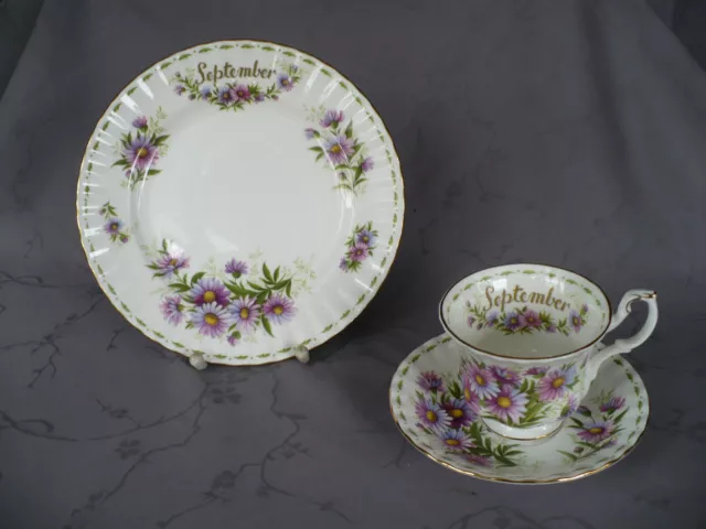 Royal Albert Flower of the Month September  Sammeltasse / Kaffeegedeck 3tlg