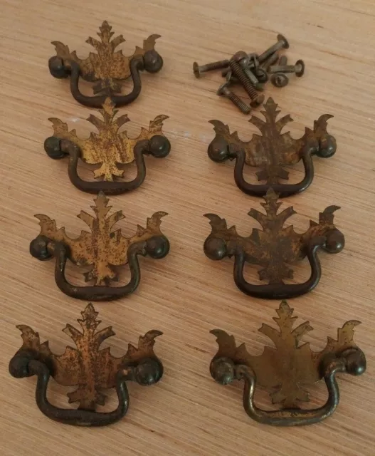 Antique Dresser Drawer Pulls + metal cabinet hardware from old furniture batwing