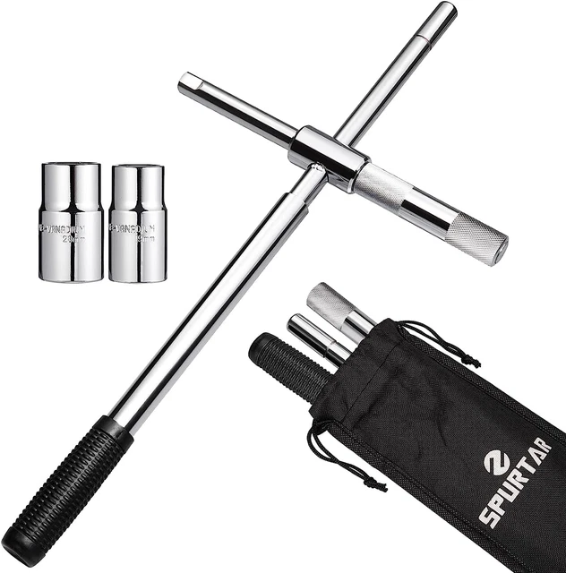 Spurtar 25" Telescoping Lug Wrench, 4 Way Locking Wheel Nut Removal Tool Car Kit