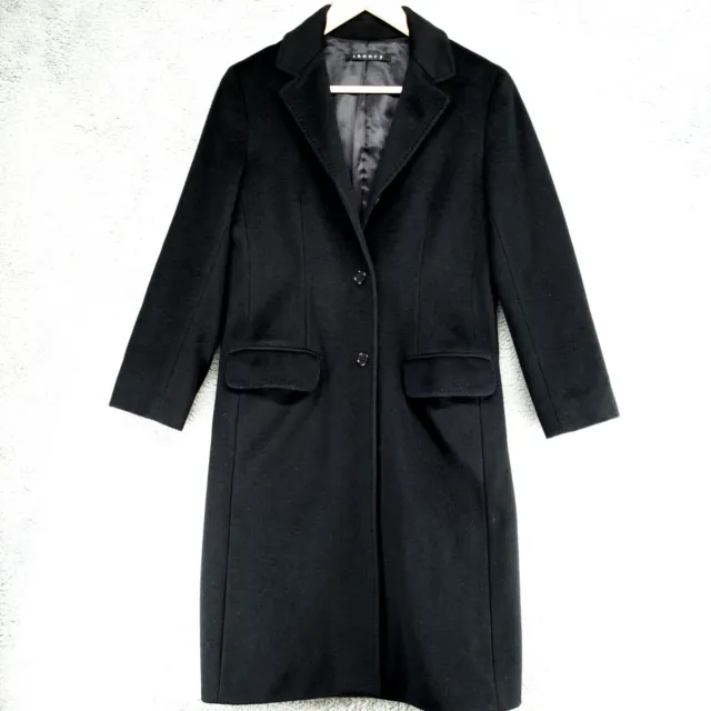 THEORY Scarf Coat in Double-Face Soft Wool-Cashmere 40 Long Black/Camel M  $895