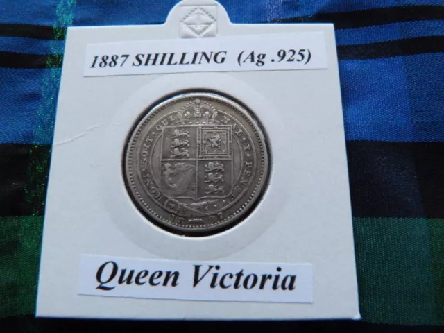 1887 Victorian Silver Shilling (Ag .925)  Queen Victoria pre 1920