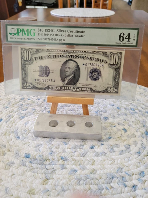 1934-C $10 Silver Certificate Star Note, Choice PMG CU64 EPQ, Great Eye Appeal