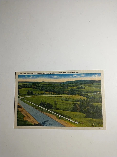 PA The Roosevelt Highway between Smethport & Port Allegany Vtg Postcard View