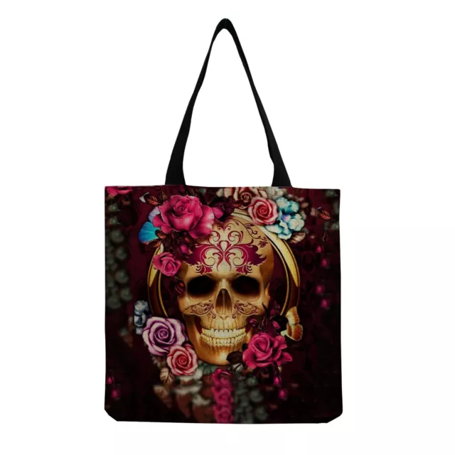 Shopper Tasche Totenkopf Damen Einkaufstasche Gothic Skull Roses Shopping Bag