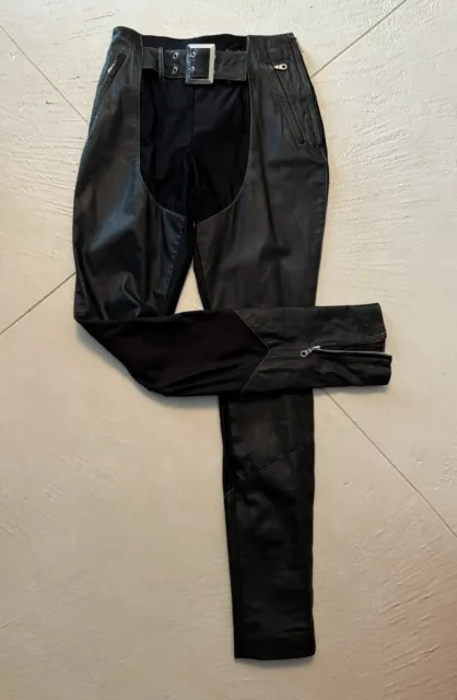 Wilson Black Leather Motorcycle Biker Chaps Pants Black Women's Small