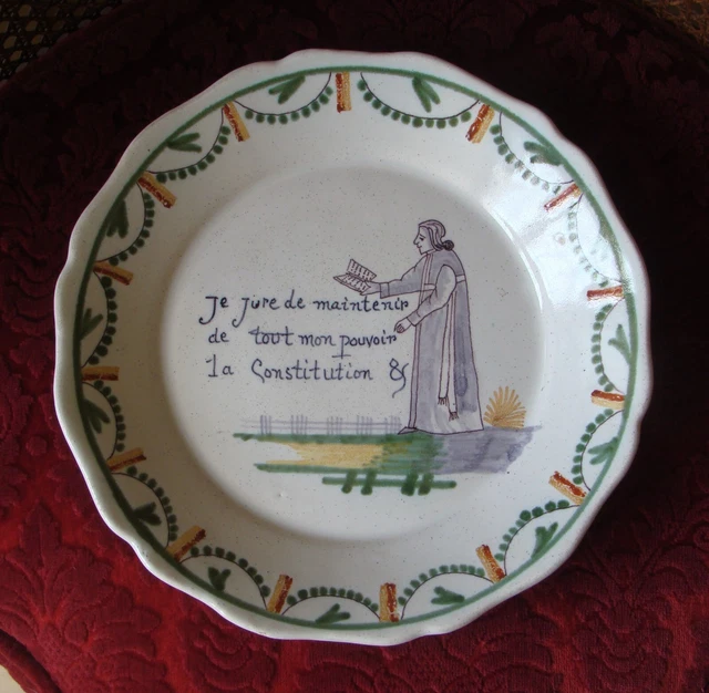 Assiette en faïence de Nevers XVIIIe Révolution Constitution civile du Clergé