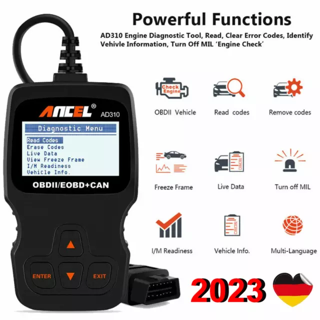 Ancel AD310 Profi KFZ OBD2 Scanner Codeleser Auto Diagnosegerät Motor prüfen