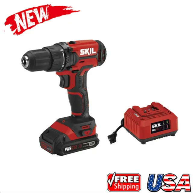 1/2 In Electric Cordless Drill Driver Kit Compact w/ Li-Ion Battery & Charger US