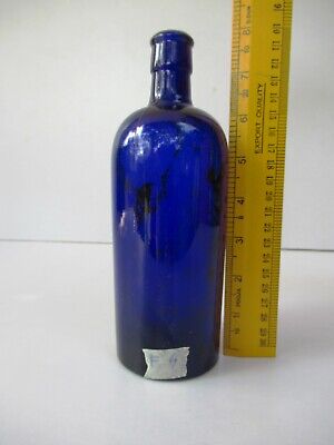 Antik Gift Flasche Glas Kobaltblau Pharmacy Apotheker & Medizin Chemis " F4 5