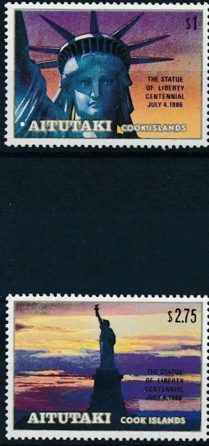 Aitutaki 1987 - Hurricane Relief Fund - Statue of Liberty - Set of 2 - MNH