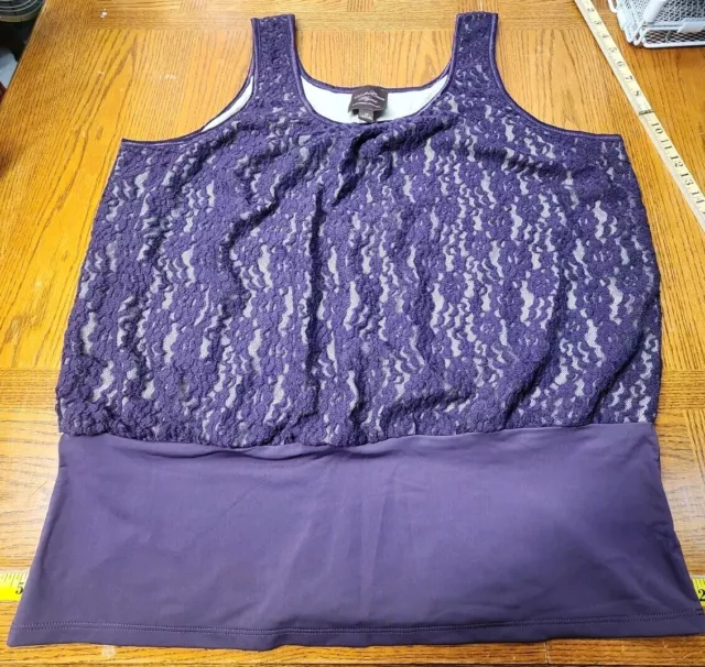 UNDER COVER AGENT By Kathleen Kirkwood Purple Lace Tank Plus Size 2X ...