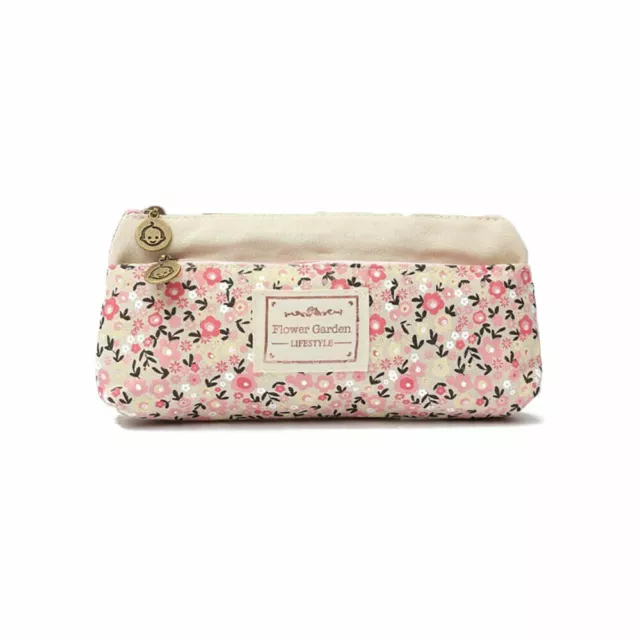 Floral Flowers Patterned Fabric Pencil Case Cosmetics Make Up Bag Pen Pouches