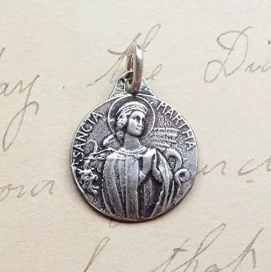 St Martha Small Medal - Sterling Silver Replica