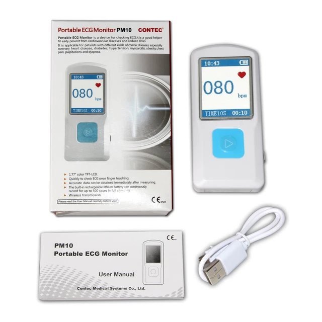HANDHELD PORTABLE ECG/EKG Machine Electrocardiograph Heart Beat Monitor ...