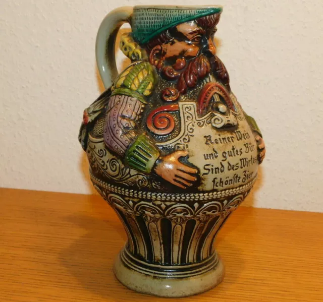 vintage GERZIT gerz GERMANY pichet à VIN gres Chope FIGURINE CRUCHE reiner WEIN