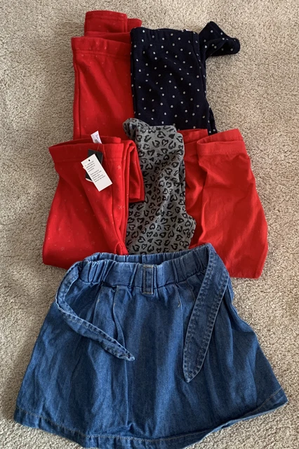 Bundle Of Girls Leggings and Denim Skirt - Age 4-5 Years
