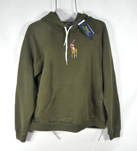 Polo Ralph Lauren Women's Hoodie Big Pony L Green Sweatshirt Pullover $128 NWT