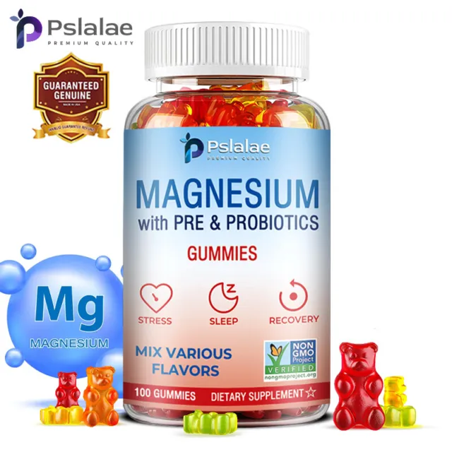 Gomitas De Magnesio - Con Probióticos,Dormir,Apoyar Los Huesos,Aliviar El Estrés