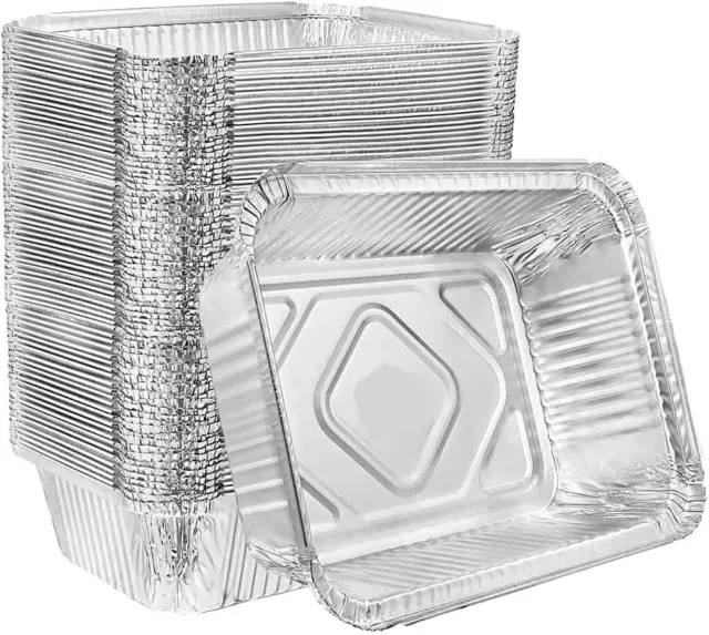 5 Lb Oblong Aluminum Set of Pans Deep Foil Disposable Durable Large