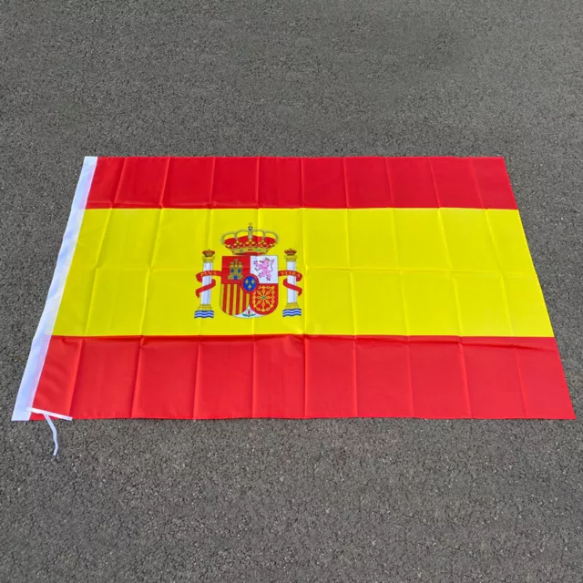 Spanish National Flag with Coat of Arms Kingdom of Spain Espana Banner 90*150cm
