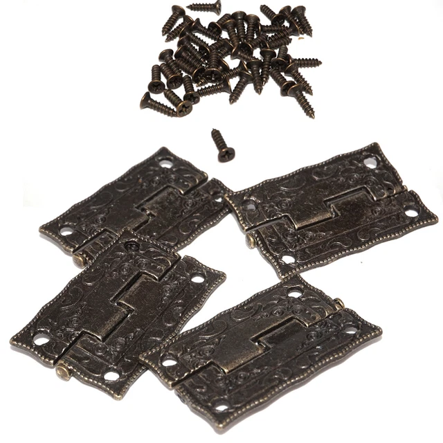 10x Vintage Antique Brass Mini Hinges Wooden Furniture Cabinet Jewelry Gift vt