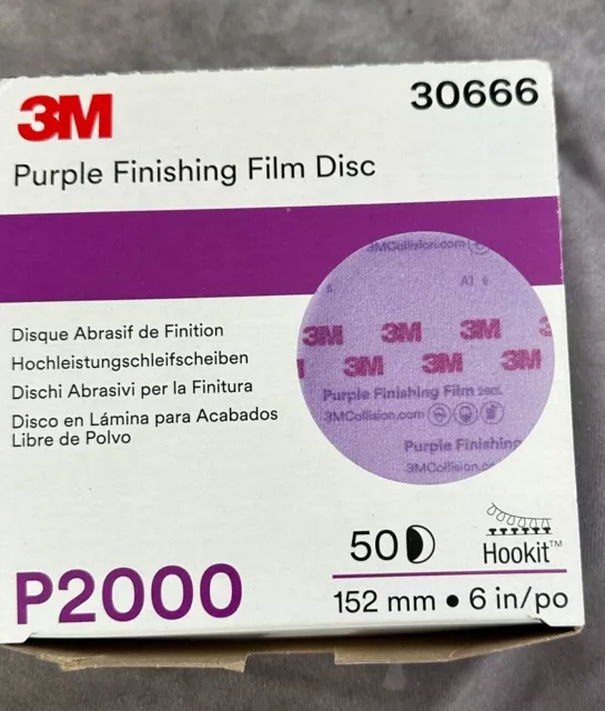 3M 30666 Purple Finishing Film Hookit Disc 6 inch P2000 (50 Discs)