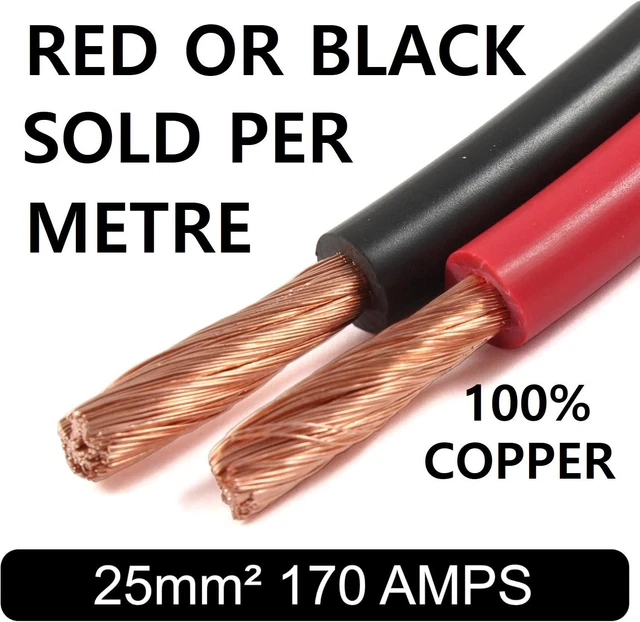 Lpluziyyds Batterie-Inverter-Kabel, 2 Stück, 3 AWG, 100 Cm, 12 V, Rot