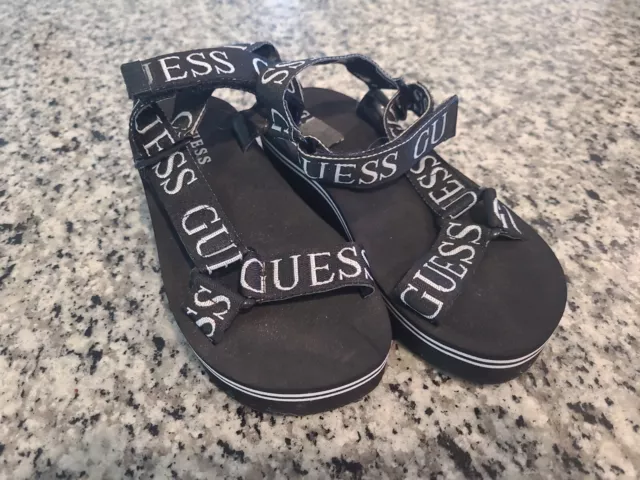 AUTHENTIC Guess Womens Strappy Avin Platform Black Sandal Size 5 M logo