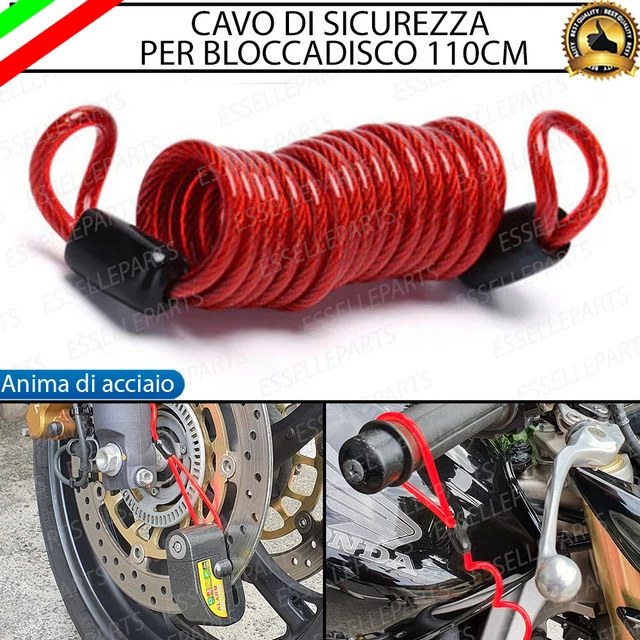 Cavo Di Sicurezza Antifurto Moto Scooter Monopattino Bloccadisco Rosso