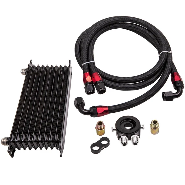 10 ROW UNIVERSAL AN10 Oil Cooler + Thermostat Oil Filter Adapter Kit