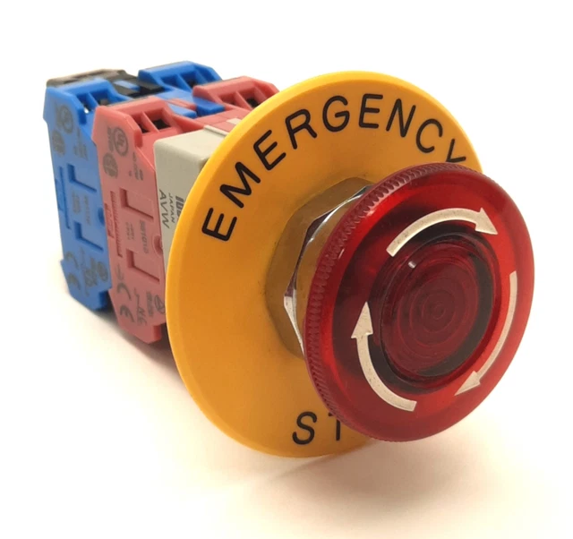 IDEC AVLW49922DR24V ESTOP Switch, 2NO/2NC DPST, 600V 10A, With Face