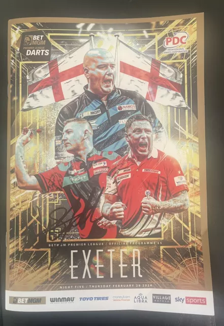 PDC DARTS 2024 Premier League EXETER Signed Programme - NATHAN ASPINALL -