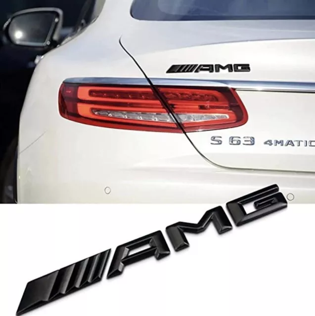 Logo AMG Mercedes Noir Brillant 3D en ABS Autocollant Emblème Coffre Arrière