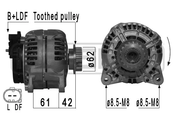 Alternateur 14V 150A + Manchon D’accouplement SKF – Compatible VW Multivan T5, Touareg, Transporter T5