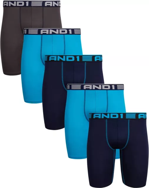 AND1 Men's Underwear 6 Pack Long Leg Performance Compression Boxer