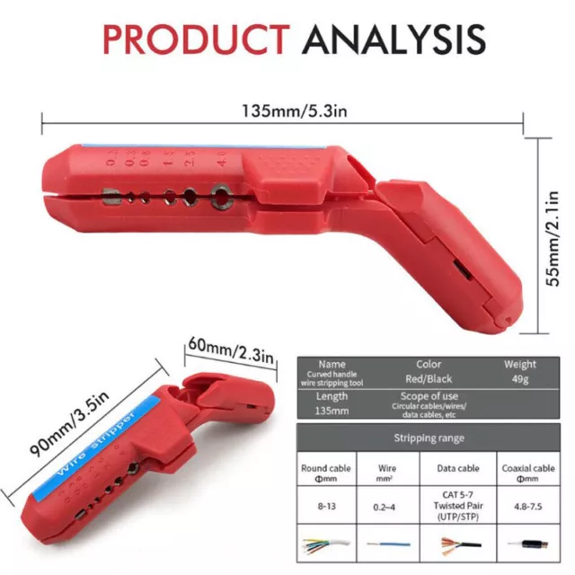 Ergonomic Universal Wire Stripping Tool Round Cables Wire Stripping Tools