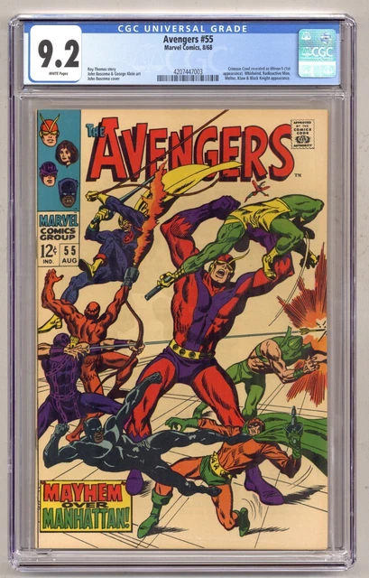Avengers 55 (CGC 9.2) Crimson Cowl realed as Ultron-5 (1st app) 1968 Marvel O799