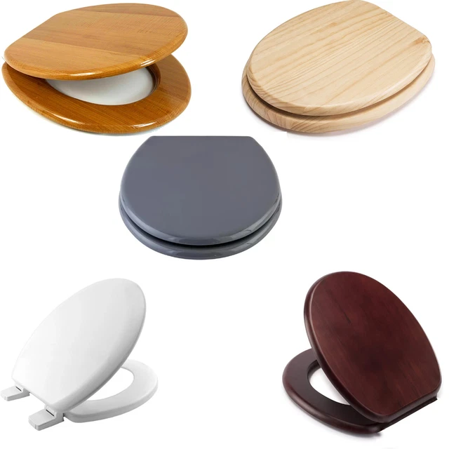 18& MDF UNIVERSAL Bathroom Wc Toilet Seat Quick Easy Fit Wooden 18Inch